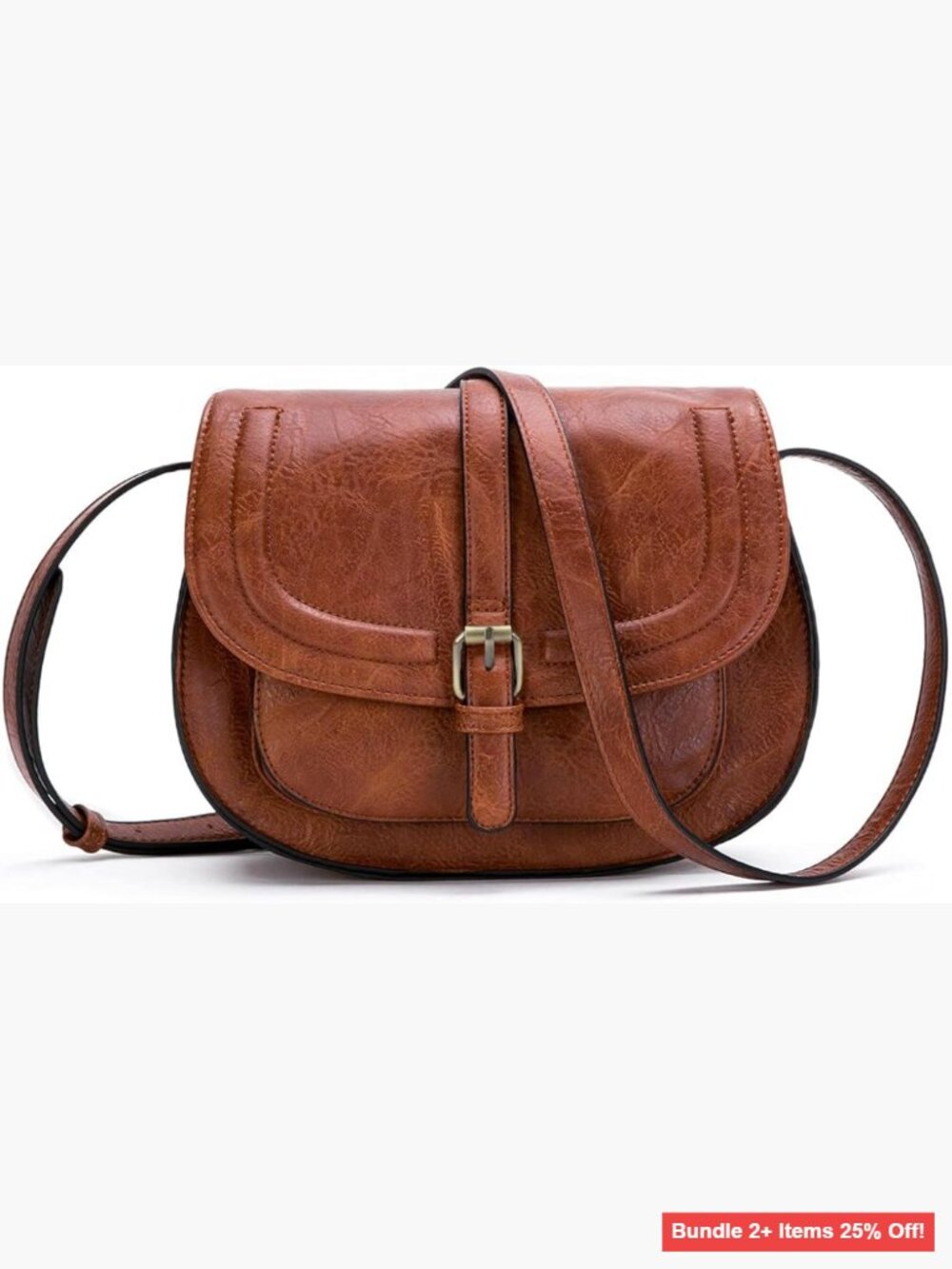 Small Vegan Leather Crossbody Saddle Purse with Adjustable Strap